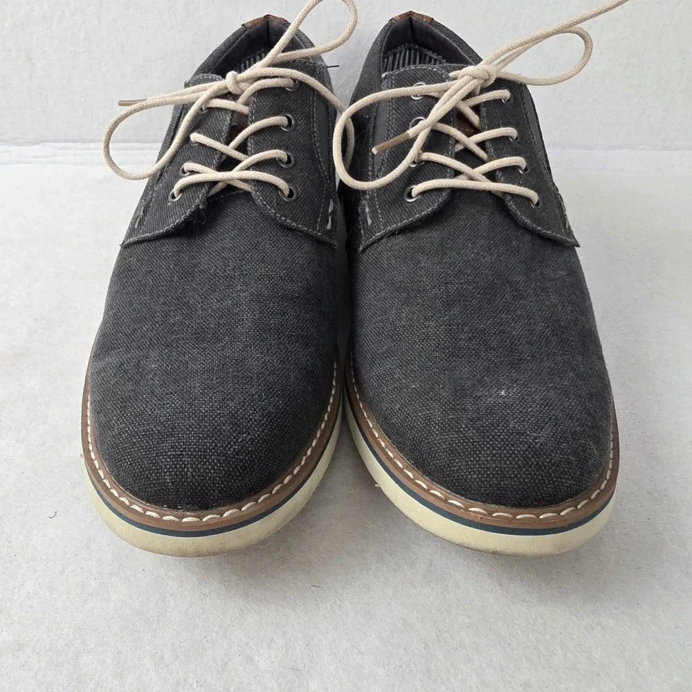 Nunn Bush Barklay Mens 10.5 M Gunmetal Canvas Oxford Comfort Gel Shoes 84856-025